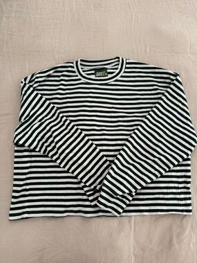 Daily Drills Forest Green & White Striped Cotton Long Sleeve